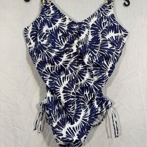 Fantasie Lanai 36k Wired Full Cup Unpadded Adjustable Leg Swimsuit Blue Tropical
